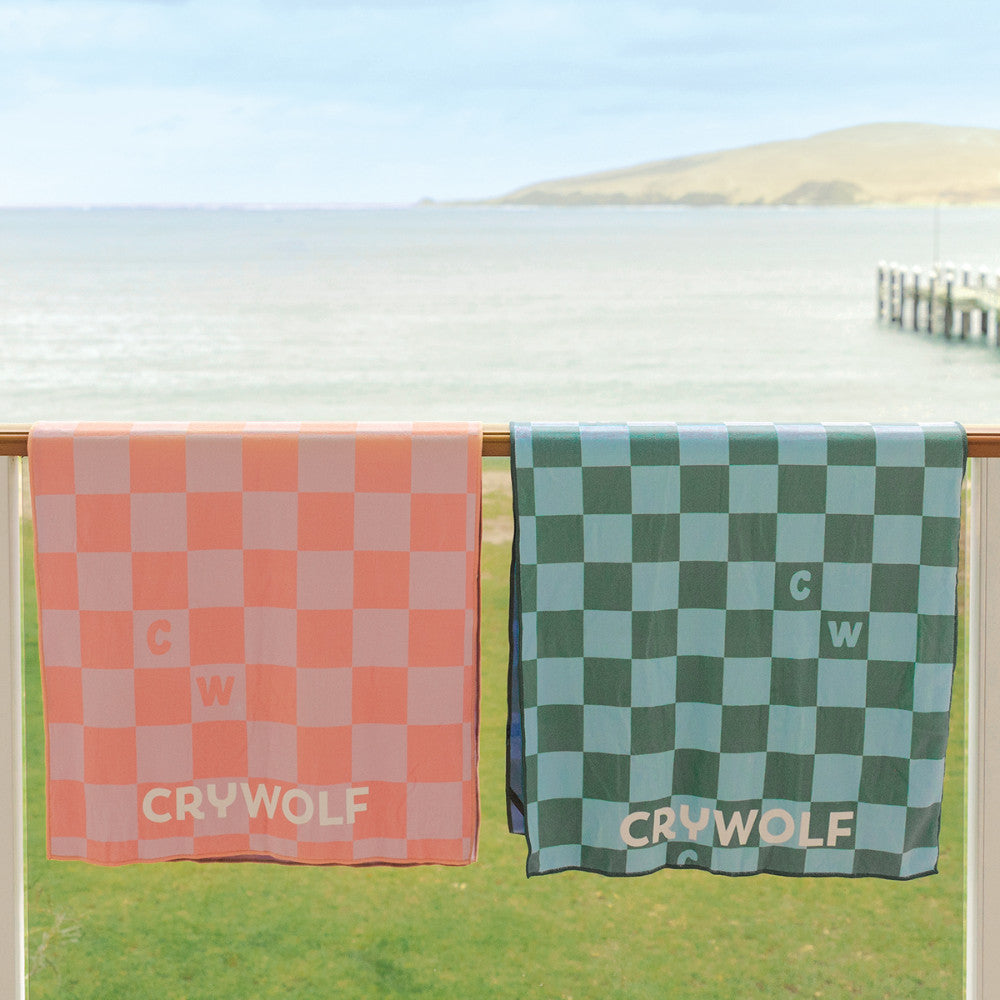Rapid Dry Towel - Sea Green Check