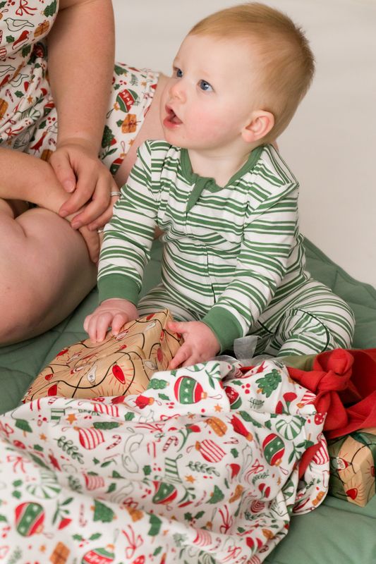 Organic Cotton Zipsuit - Pine Stripe
