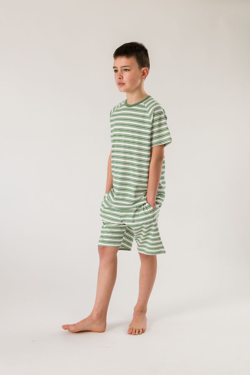 Organic Cotton Loose Fit Summer PJs - Pine Stripe
