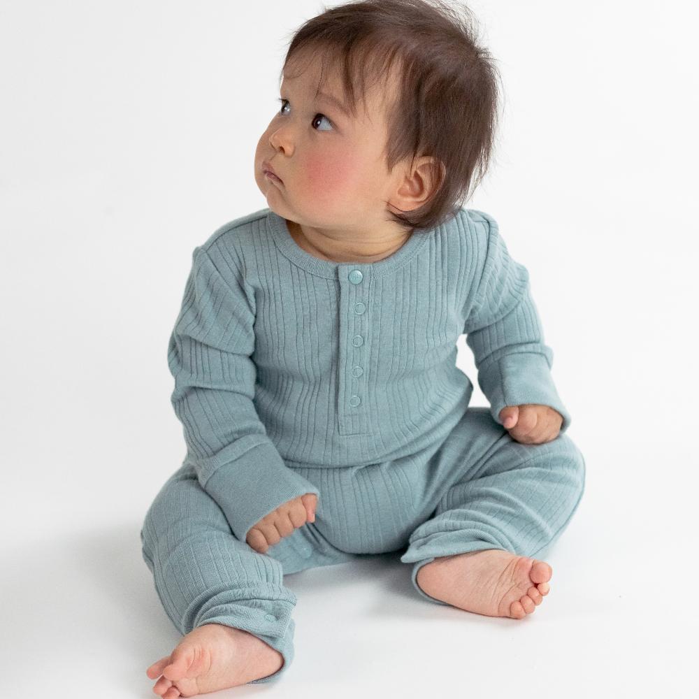 Merino Cotton Henley Suit - Tide Marl