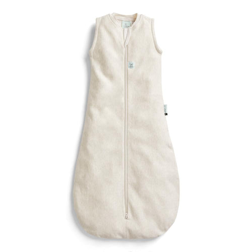 Beige baby sleeping bag on a white background