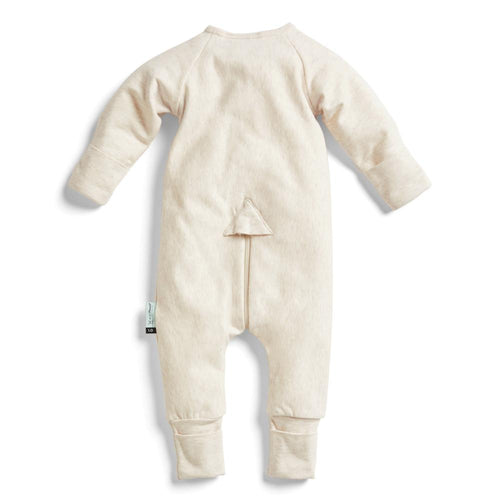 Beige baby onesie on a white background