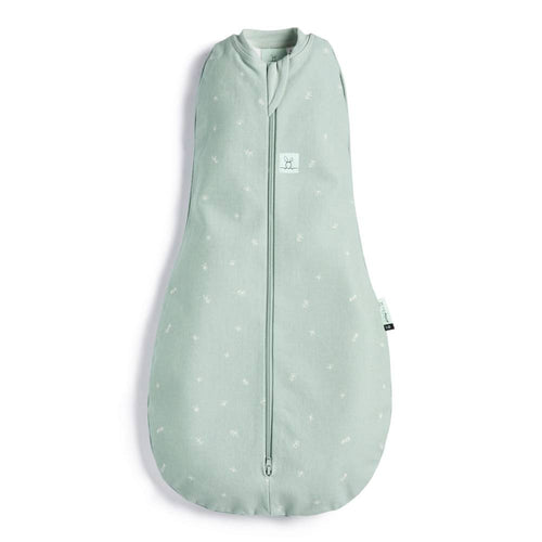 Light green baby prem swaddle with star pattern on a white background