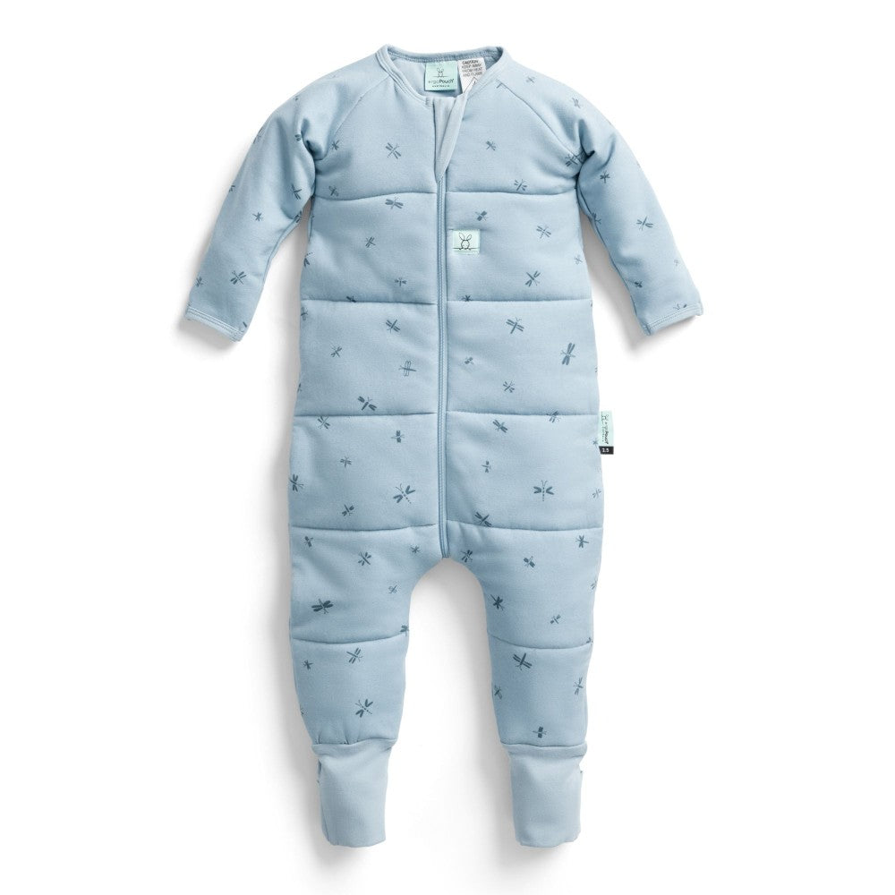 blue sleeping suit with dragonflies on a white background