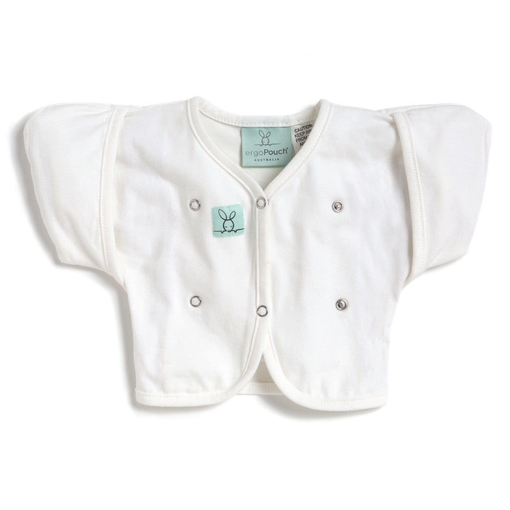 beige swaddle/cardigan on a white background