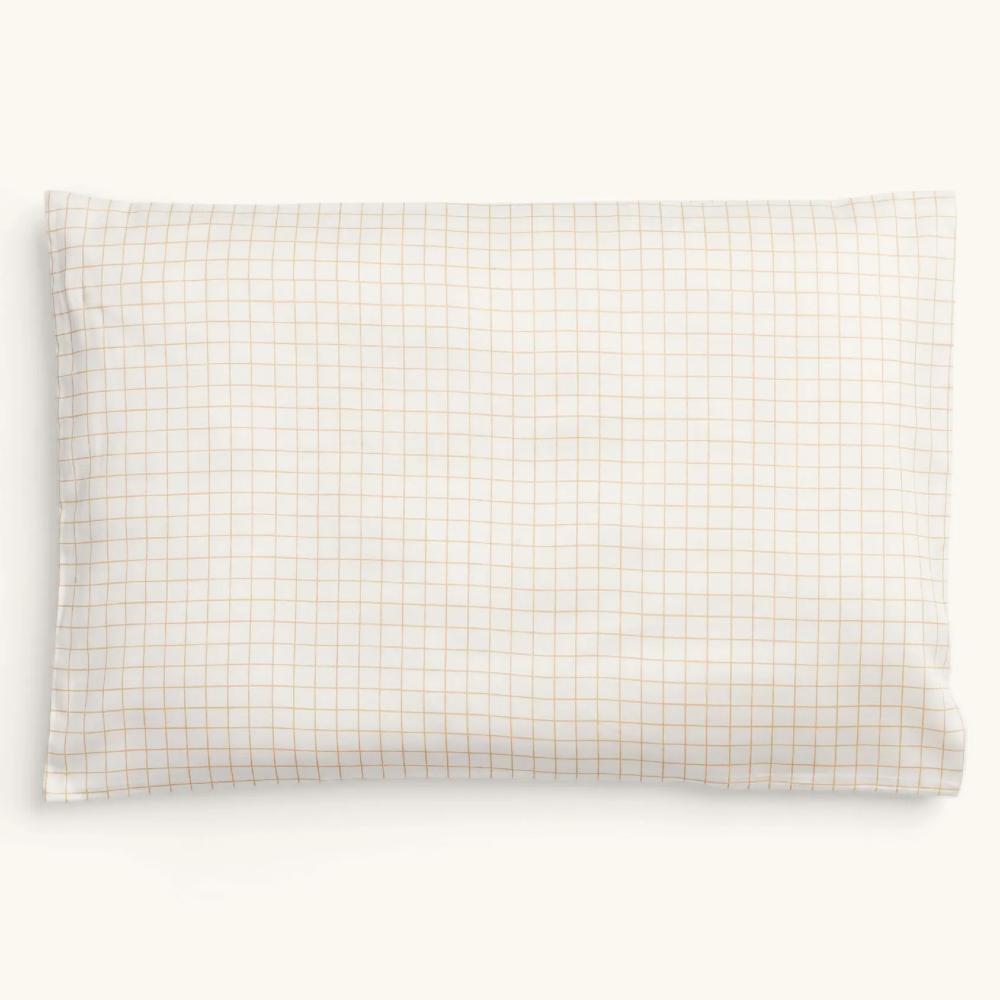 Toddler Pillow Case - Caramel Grid on a white background
