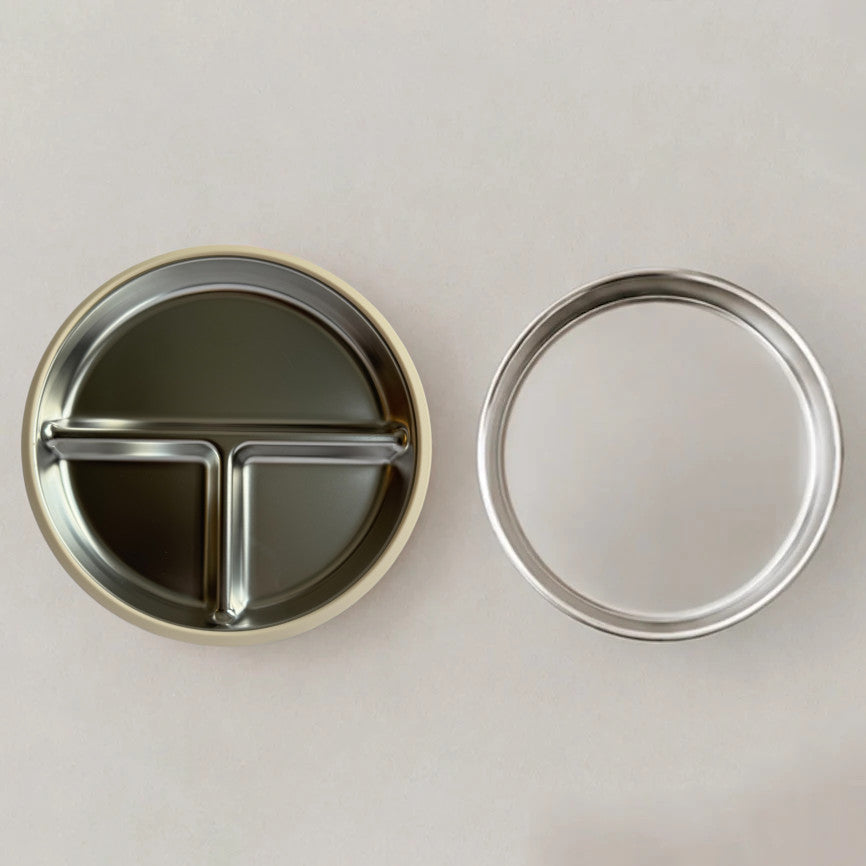 Stainless Steel Grip Ease Duo Baby Plate Set - Cream