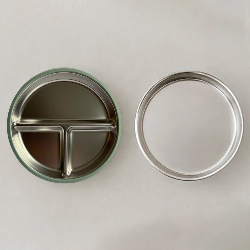 Stainless Steel Grip Ease Duo Baby Plate Set - Sage