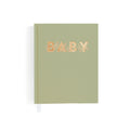 Fox & Fallow Mini Baby Book in Sage on a white background. 