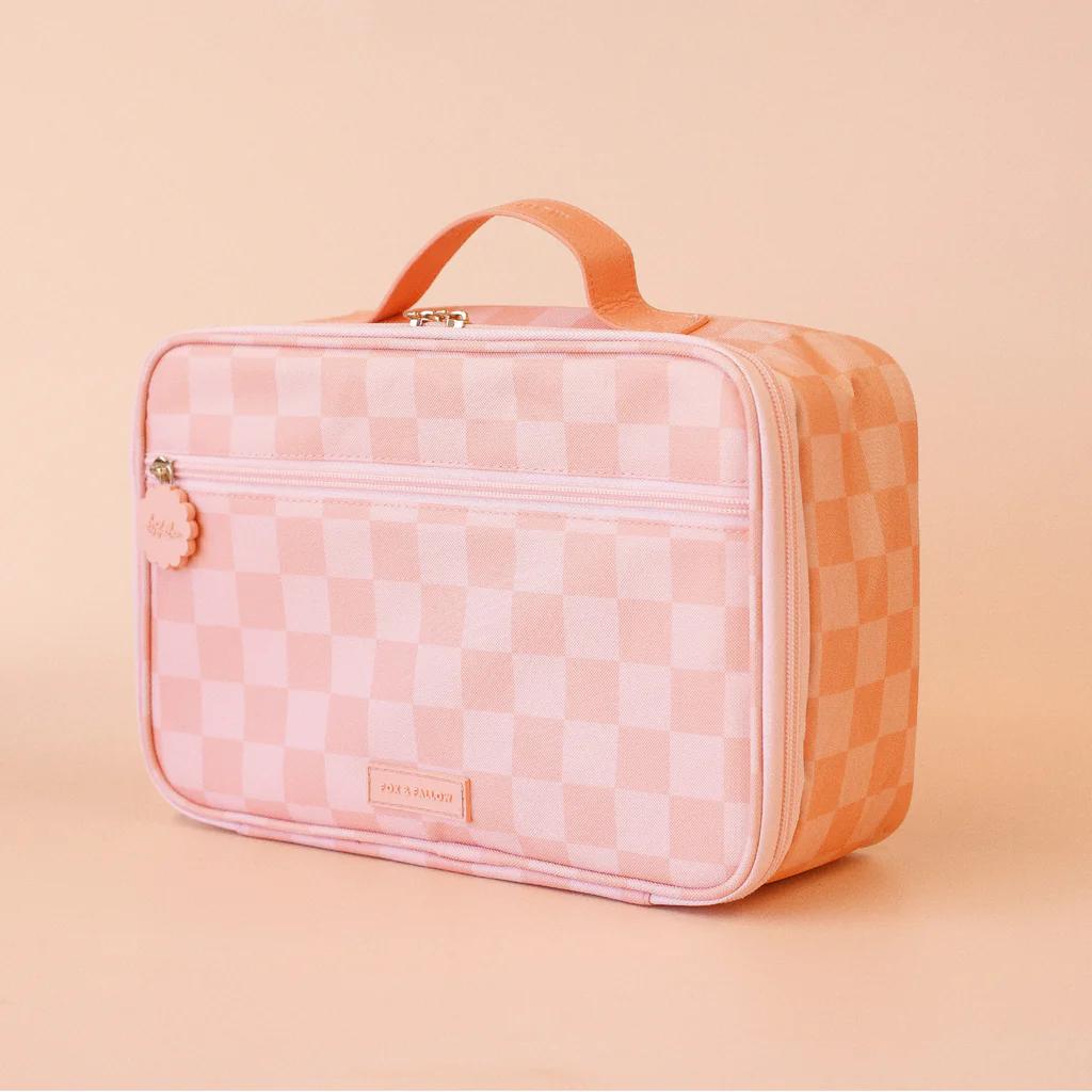 Insulated Lunch Bag - Peach Check