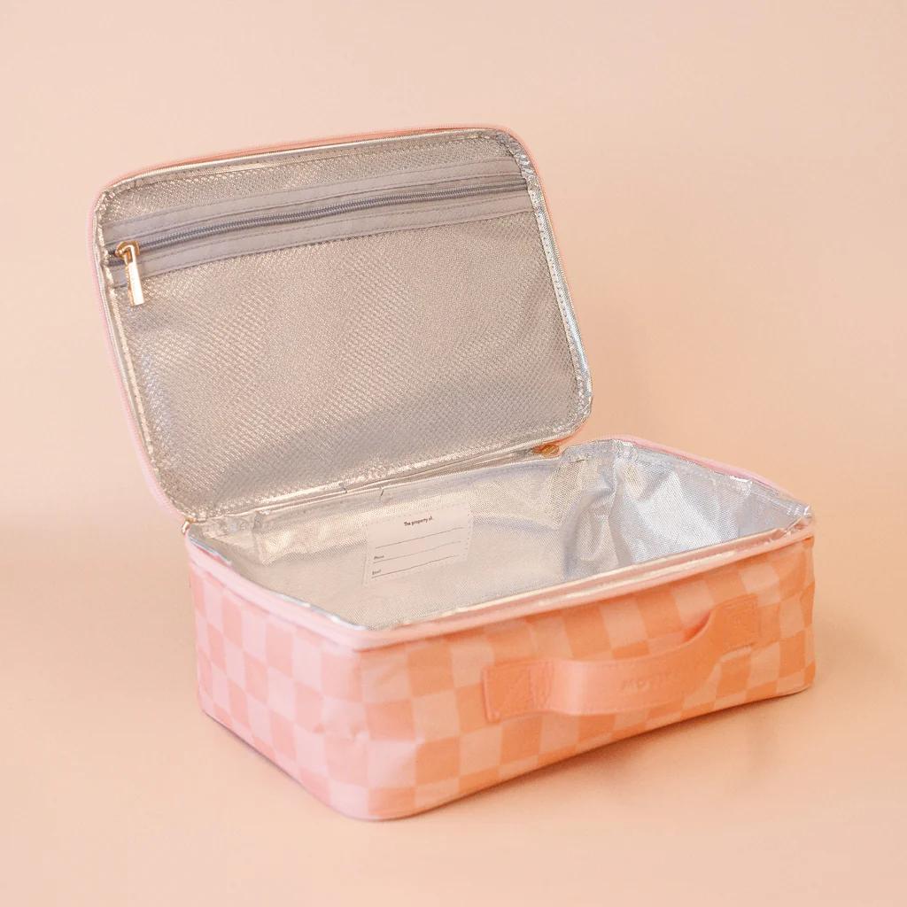 Insulated Lunch Bag - Peach Check