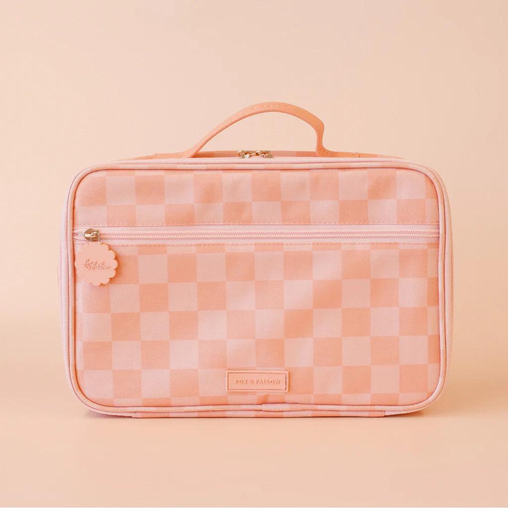 Insulated Lunch Bag - Peach Check