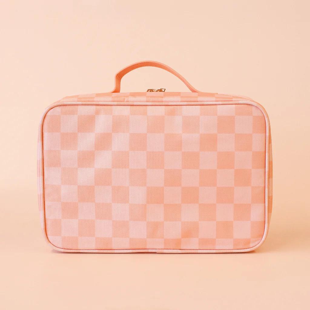 Insulated Lunch Bag - Peach Check