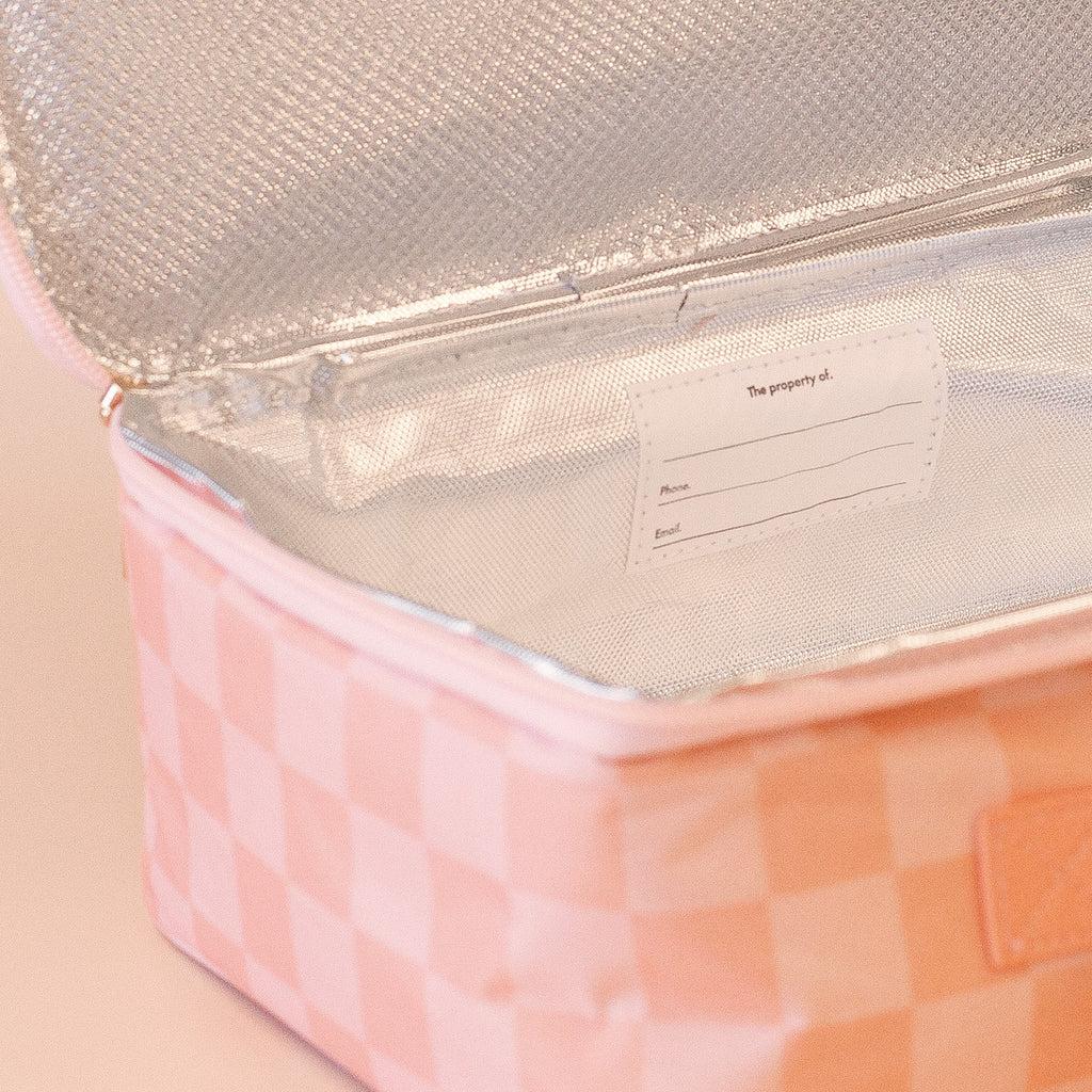 Insulated Lunch Bag - Peach Check