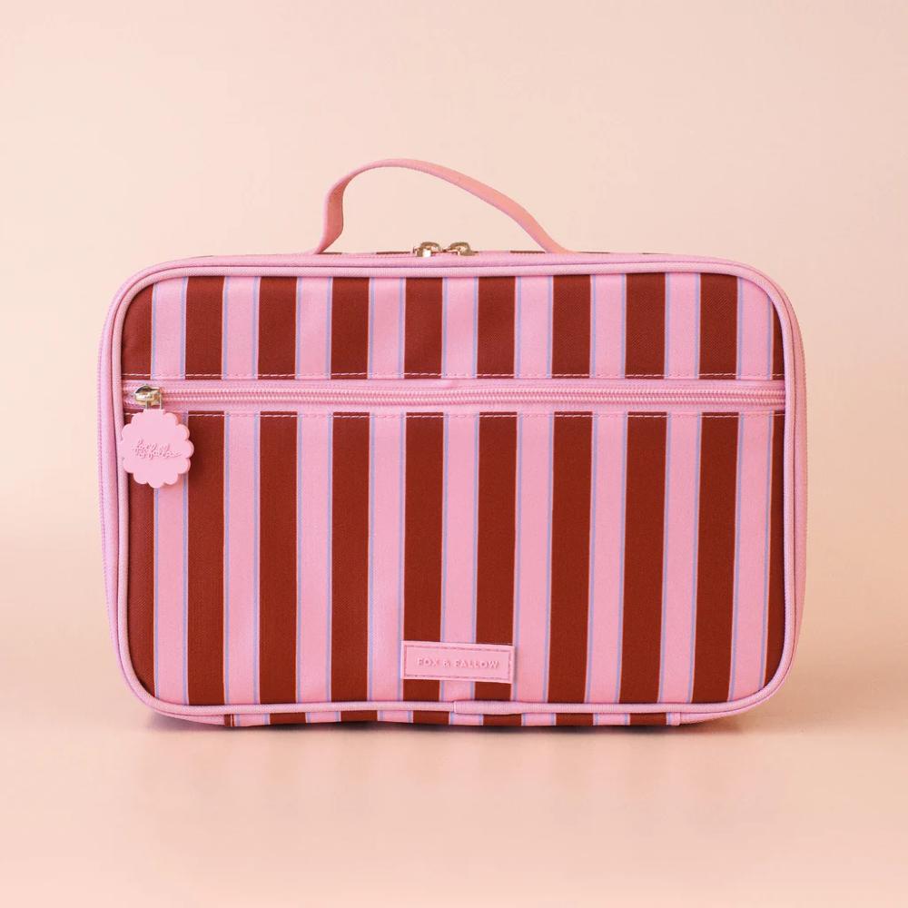 Insulated Lunch Bag - Burgundy Stripe