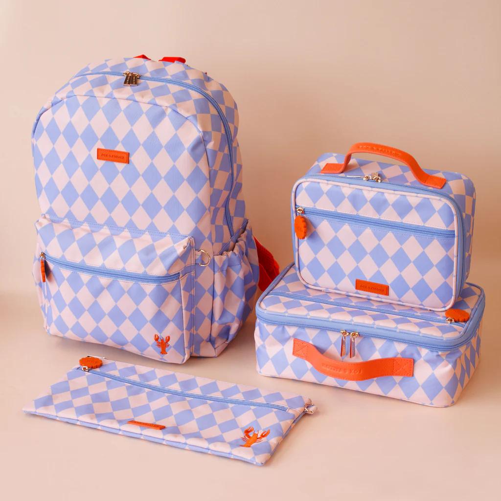 Insulated Lunch Bag - Blue Diamonds