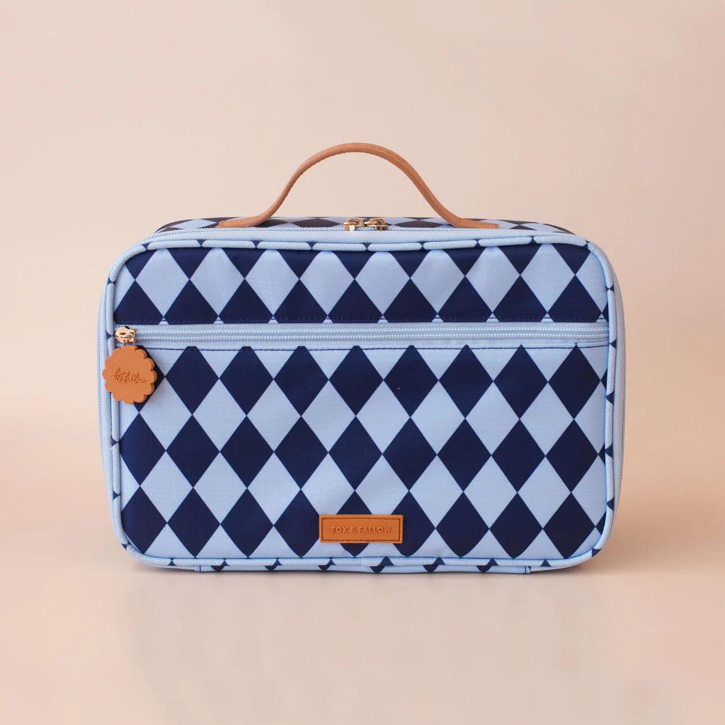 Insulated Lunch Bag - Navy Diamonds