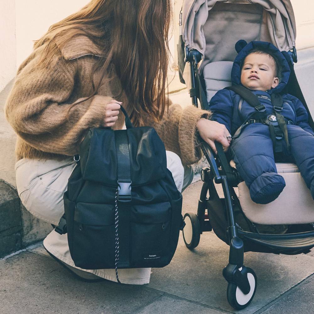 Elise Eco Nappy Bag Backpack with Changing Mat - Black