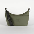 Khaki crossbody bag on a white background