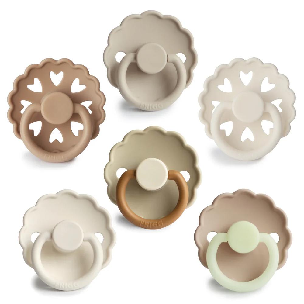 Round Silicone Dummy 6pk - Cinnamon Charm
