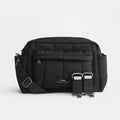 Black Nappy Bag with Finnson label on a white background