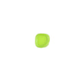 A small, bright lime green plastic container lid with a rounded square shape and a small angled cutout on one side, shown against a plain white background.