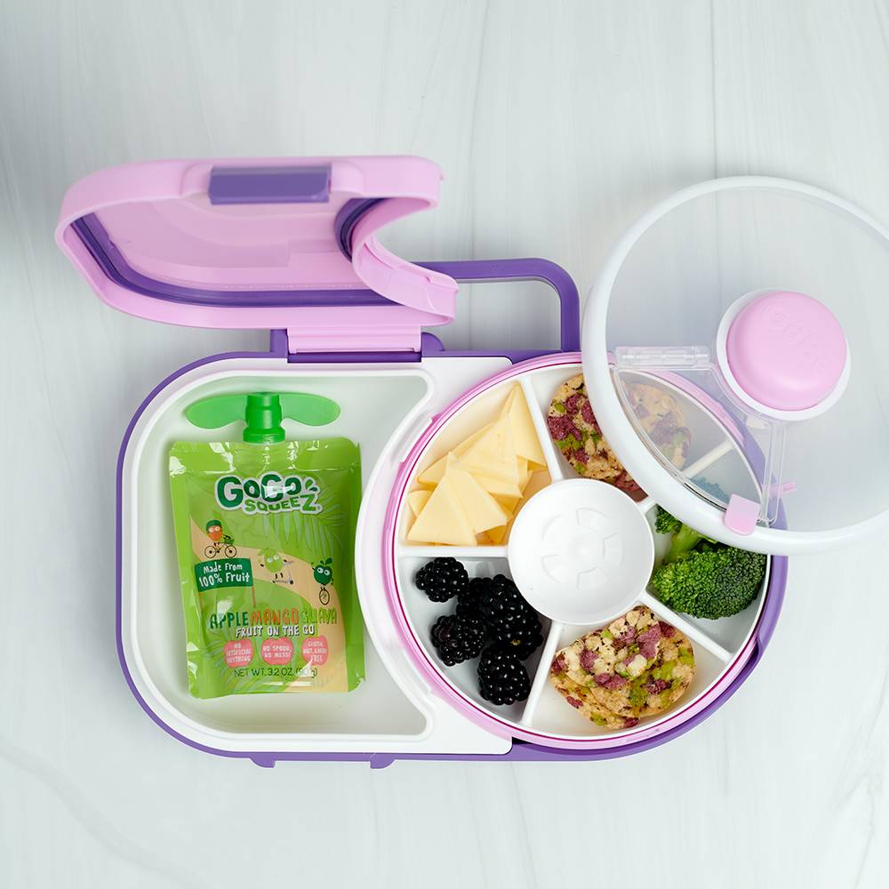2-in-1 Lunchbox with Removeable Snack Spinner - Grape Purple