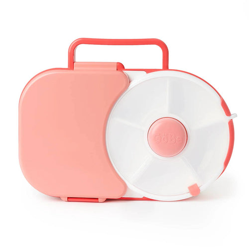 Gobe pink lunchbox against white background.
