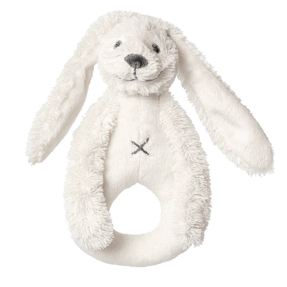 A white Happy Horse soft, cuddly Rabbit Rattle on a white background. 