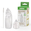 silicone penguin nasal aspirator with green packaging and cleaning brush on white background
