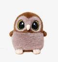 A brown owl stuffed plush toy on a white background.