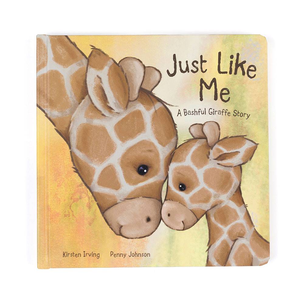 Jellycat Book with giraffes on cover against white background.
