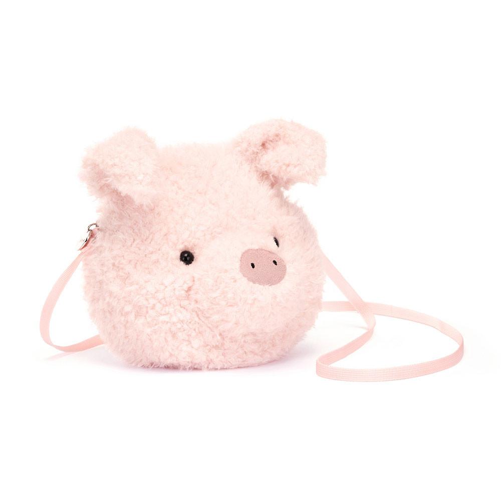 Pink Jellycat bag against white background.