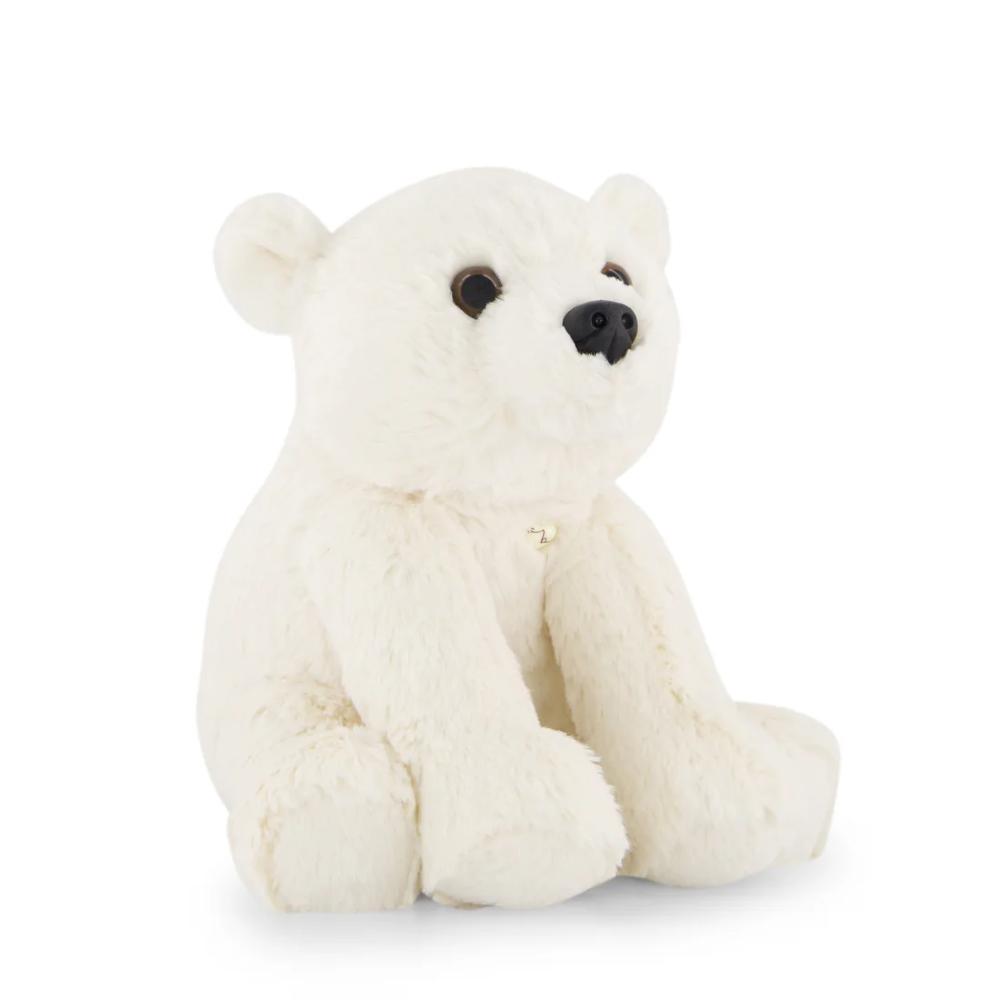 White Jamie Kay polar bear soft toy against white background.