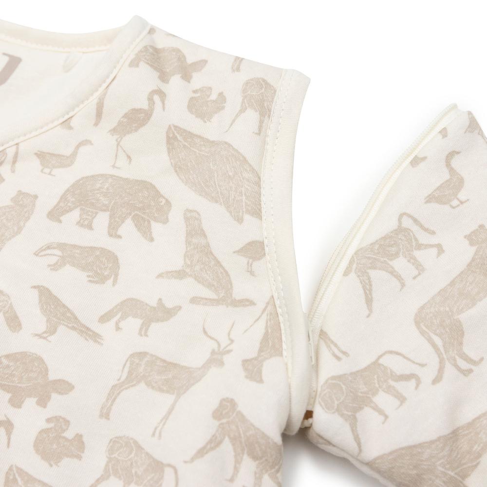 3.5 tog Sleeping Bag with Removable Sleeves - Animals Nougat