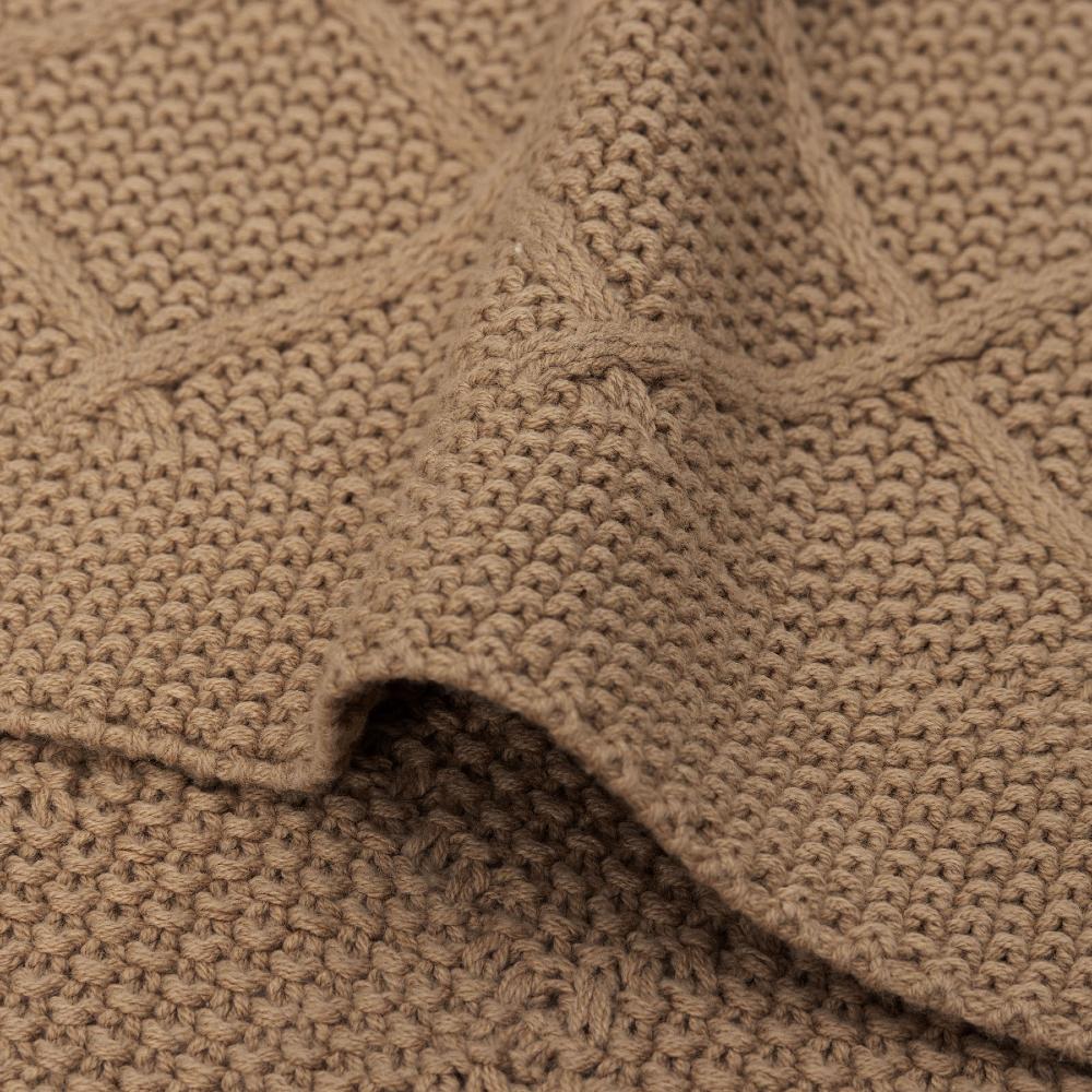 Check Knit Blanket - Biscuit