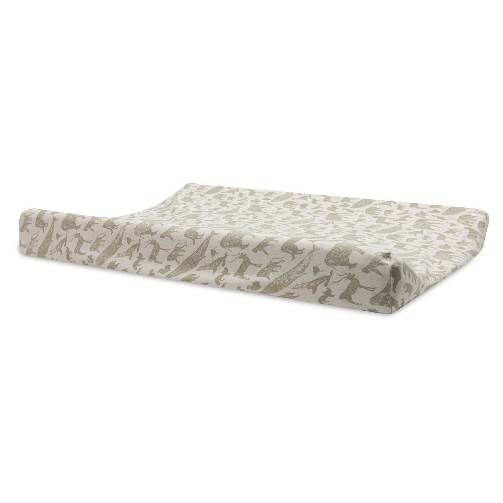 Jersey Change Mat Cover - Animals Olive Green