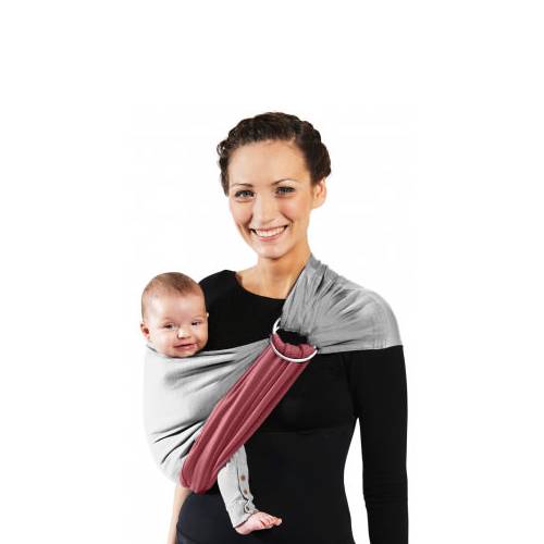 Little Wrap without a Knot Ring Sling - Grey/Pink Rose