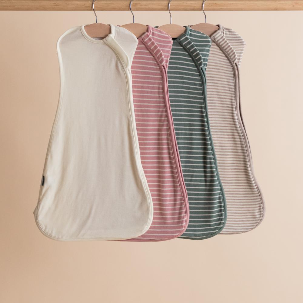 Merino Jersey Zip Swaddle - Oat Stripe