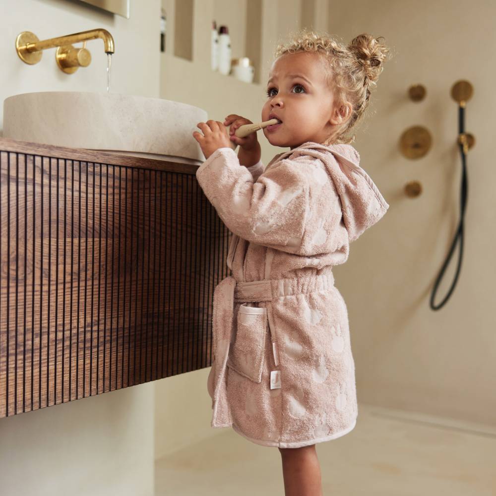 Terry Bathrobe - Stripe Wild Rose