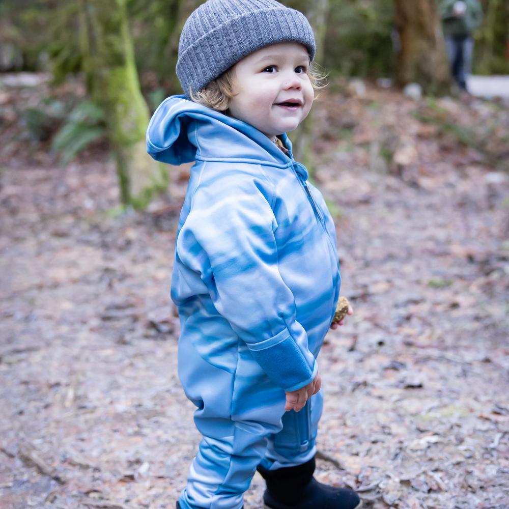 All-Weather Fleece Onesie - Teal Tie Dye