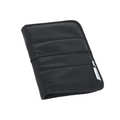 Black quilted napp change pouch on a white background