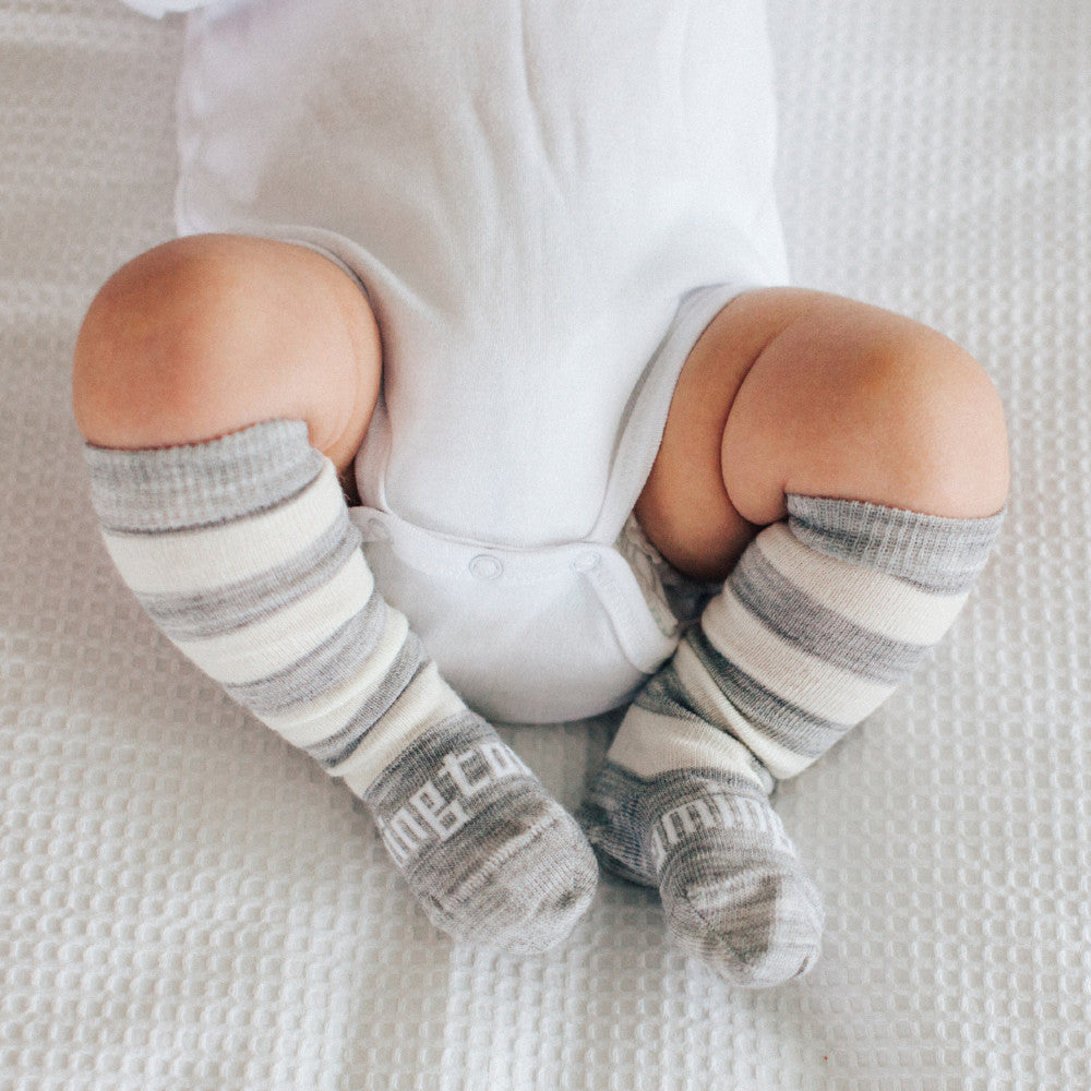 Baby Knee-High Merino Socks - Pebble