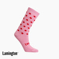Pink with red spots Crew Socks on a white background