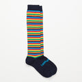 Colourful Bright Stripe Knee High Merino Socks on a white background