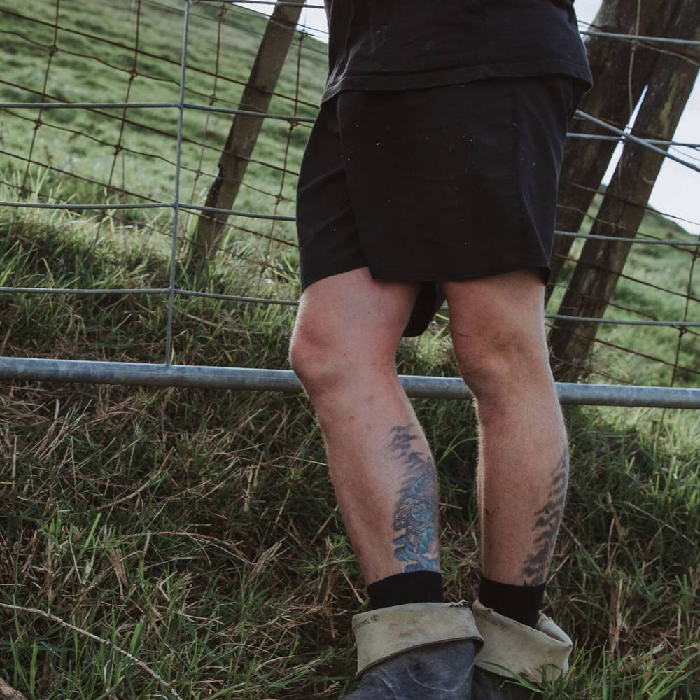 Mens Crew Merino Socks - Rib - Black