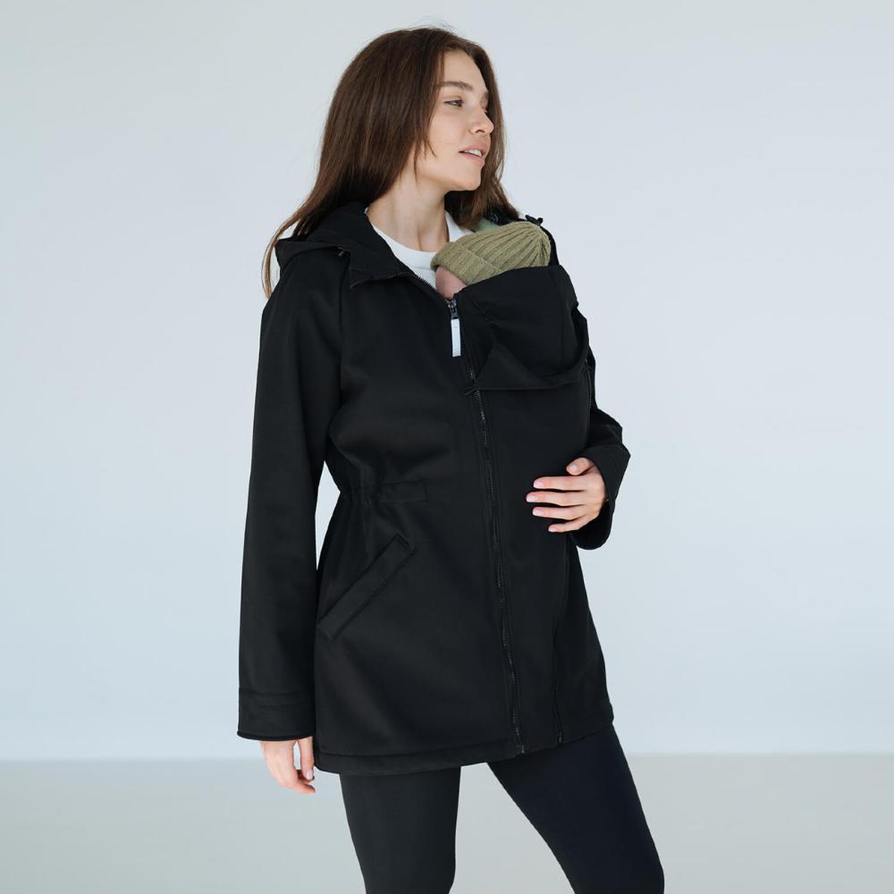 3 in 1 Softshell Maternity Babywearing Jacket - Nero