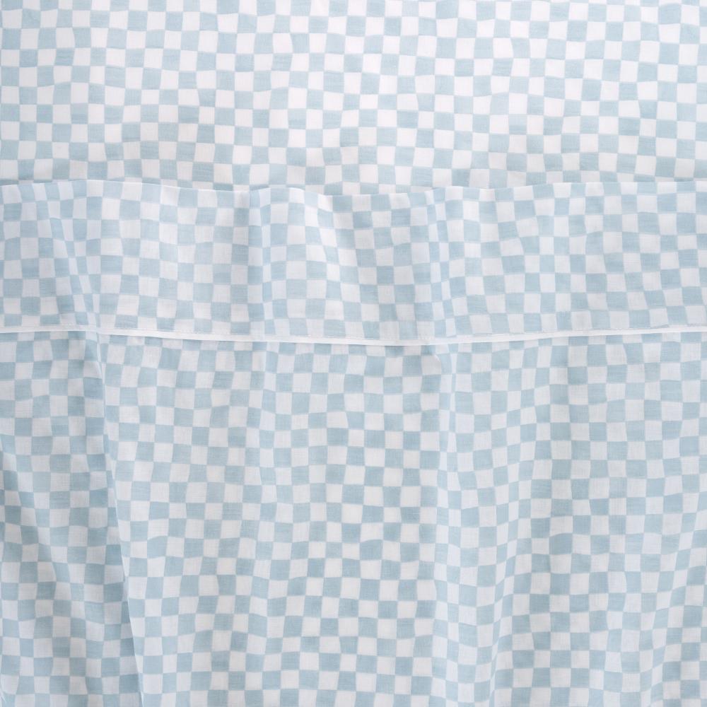 Cotton Cot Flat Sheet - Wavy Check