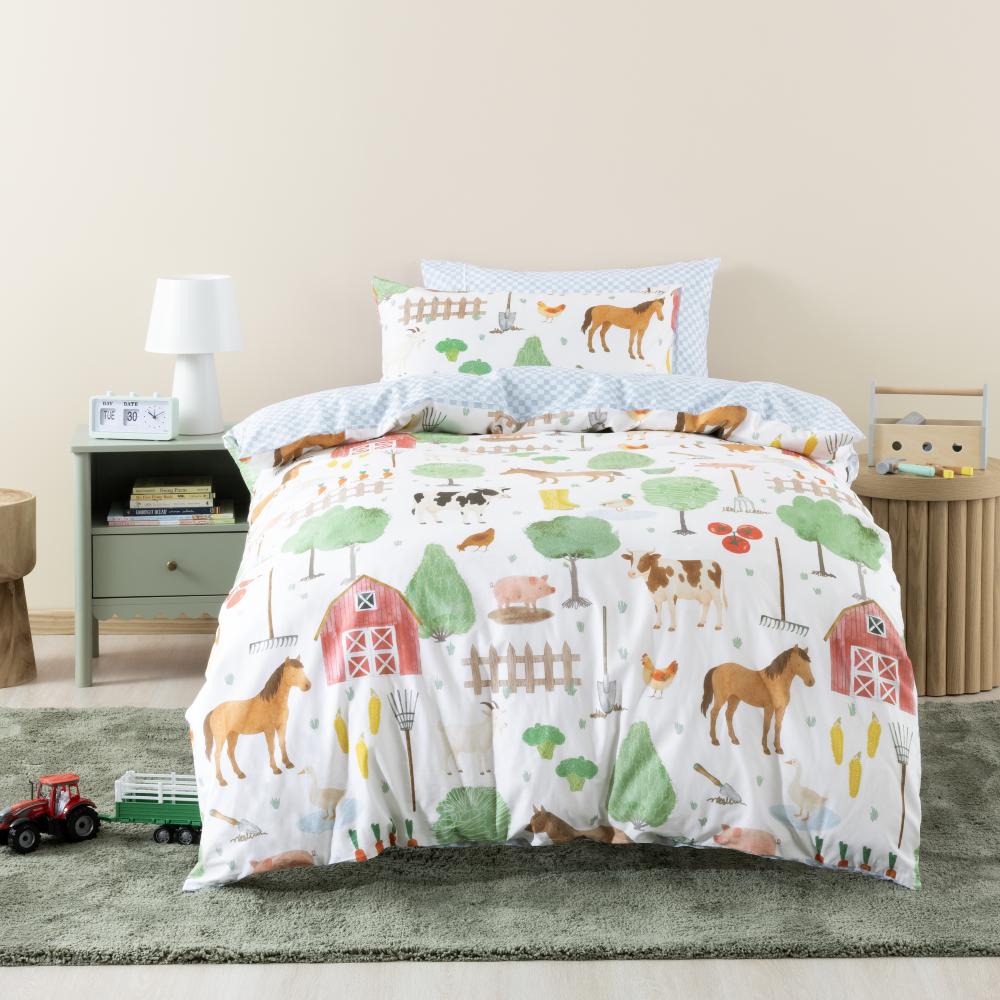 Cotton Duvet Cover Set - Barnyard Buddies