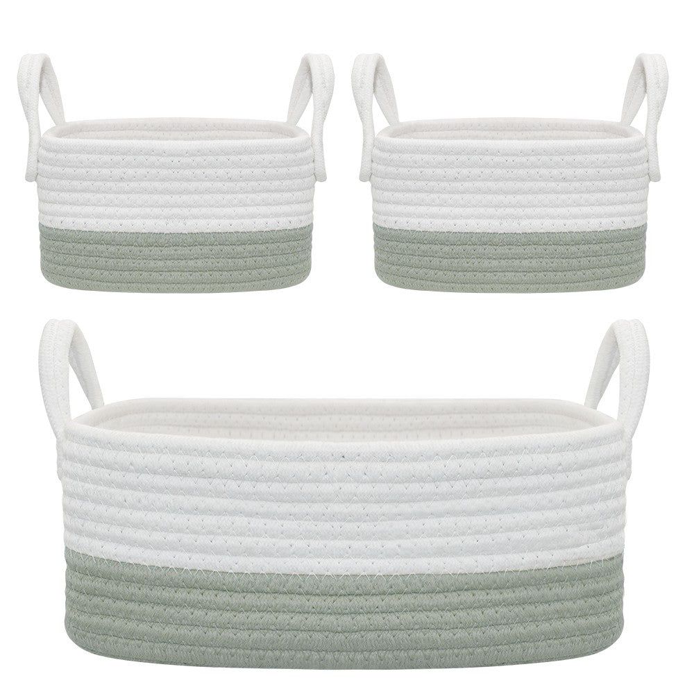 Cotton Rope 3pc Storage - Sage/White